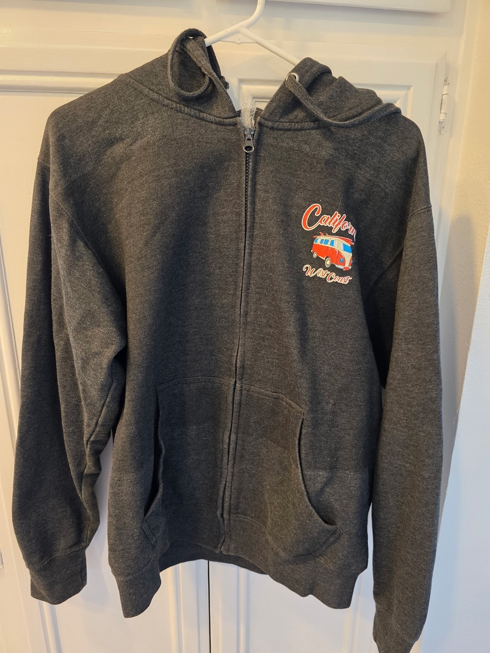 Gray Women's Zip-Up Hoodie with California Graphic ~ Size Medium